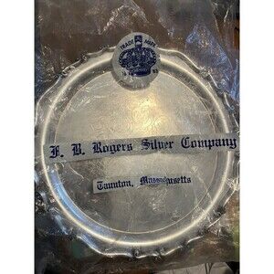 Vintage F B Rogers Silver Co 1883 Silver Plate Round Serving Tray 15” Scroll Rim